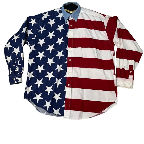 VTG 90s Tommy Hilfiger LG Mens USA Flag Stars & Strips, Election American Pride - Picture 1 of 13